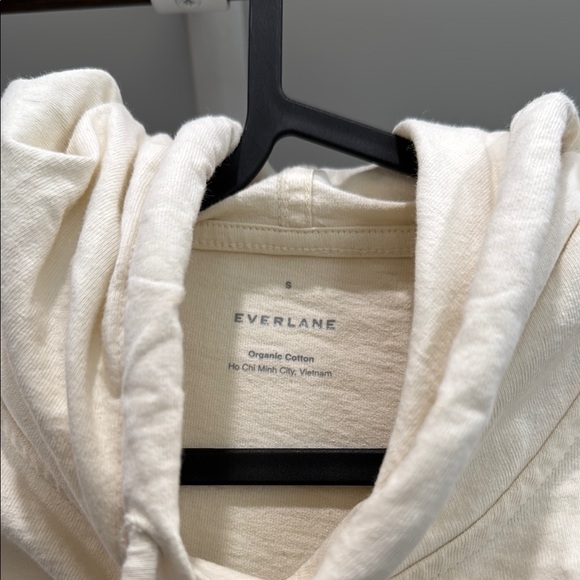 Everlane Boxy Cropped Off-White Organic Cotton Lightweight Hoodie/Shirt, Small - Picture 2 of 5